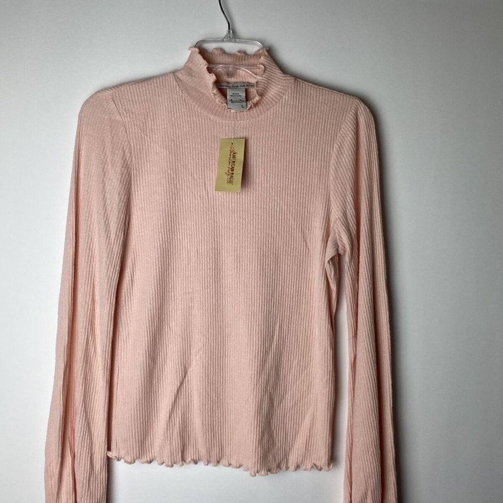 American Rag Long Sleeve Mock Neck Top Size L/XL -Rose Smoke- - Picture 7 of 7
